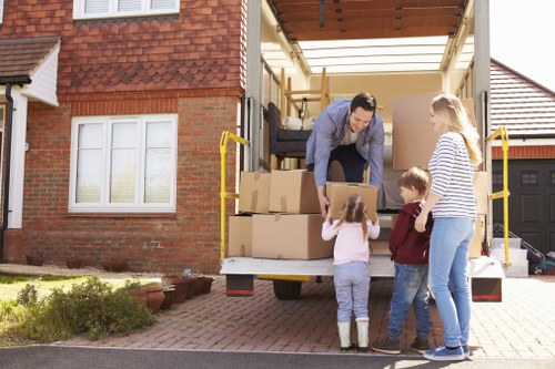 Unloading office and retail furniture at a new commercial premises