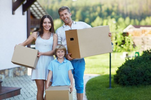 House removals team preparing a move in Forest Gate street