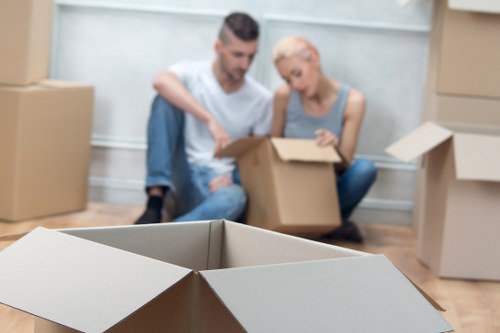 Packed boxes and furniture ready for a local move
