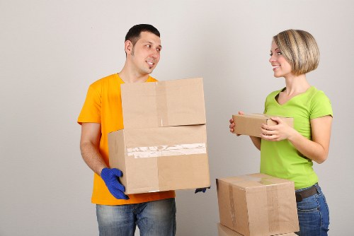Packed boxes ready for local removals in Forest Gate